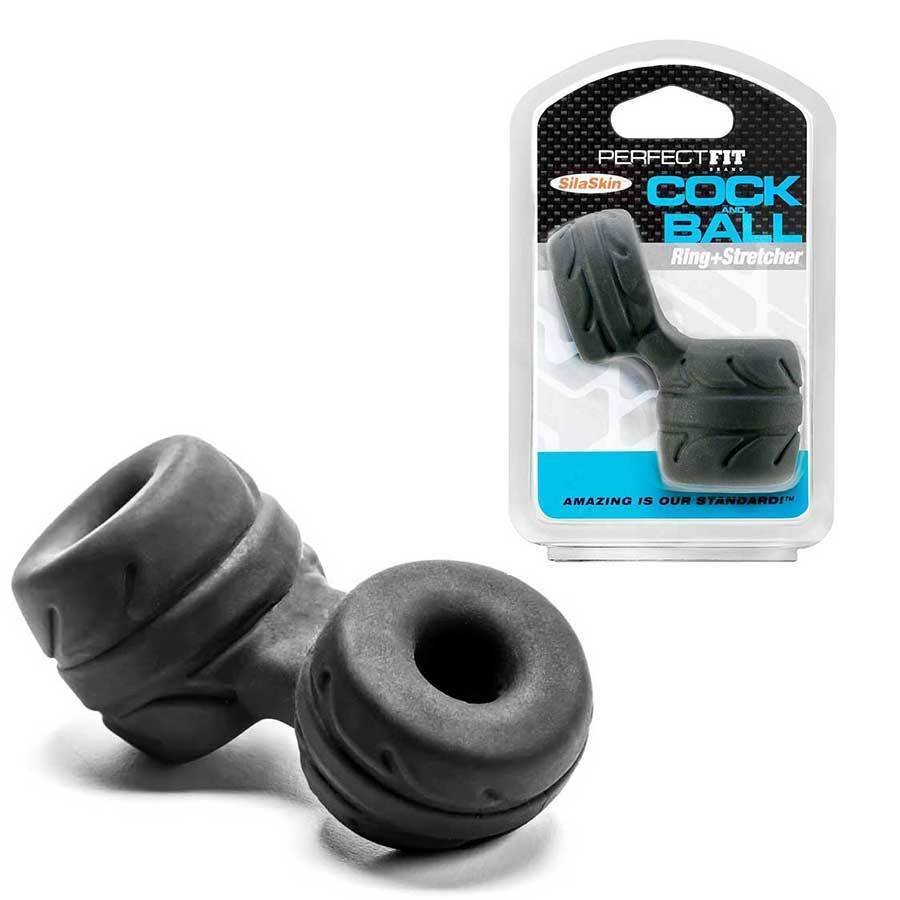 cock ring ball stretcher black penis enhancer by perfect fit brand cock rings
